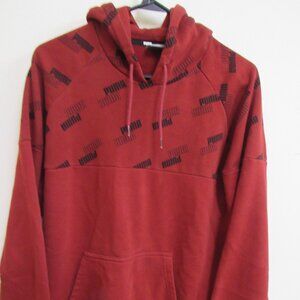 Puma Red Fleece Pullover Hoodie Hooded Sweatshirt XL